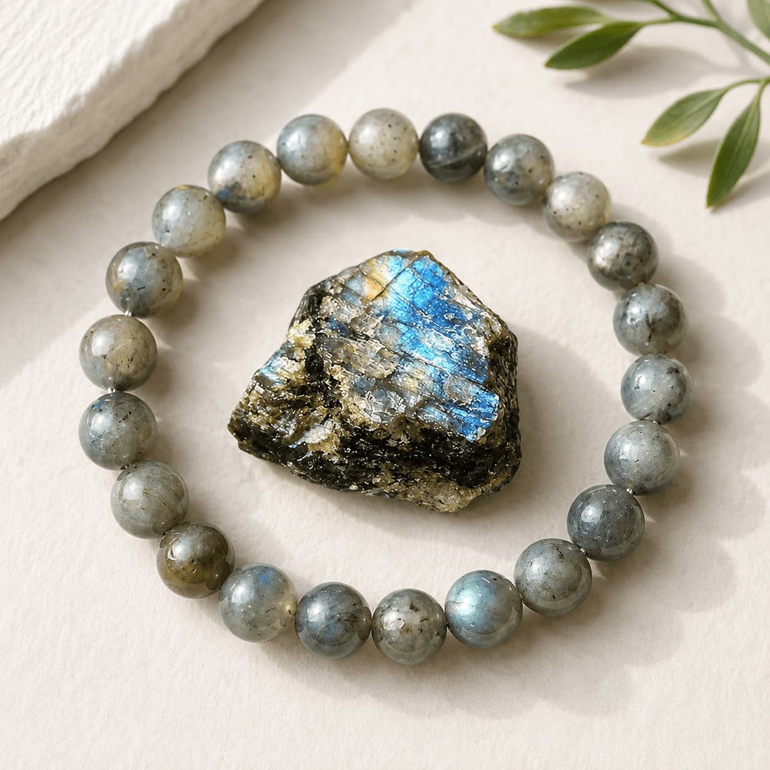 Bracelet en labradorite naturelle avec perles rondes