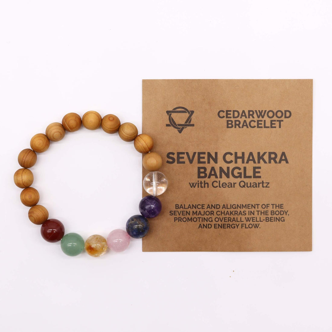 Bracelet Bois de Cèdre & 7 Chakras en 7 chakras sur fond doux Brillanceleste - vue 3