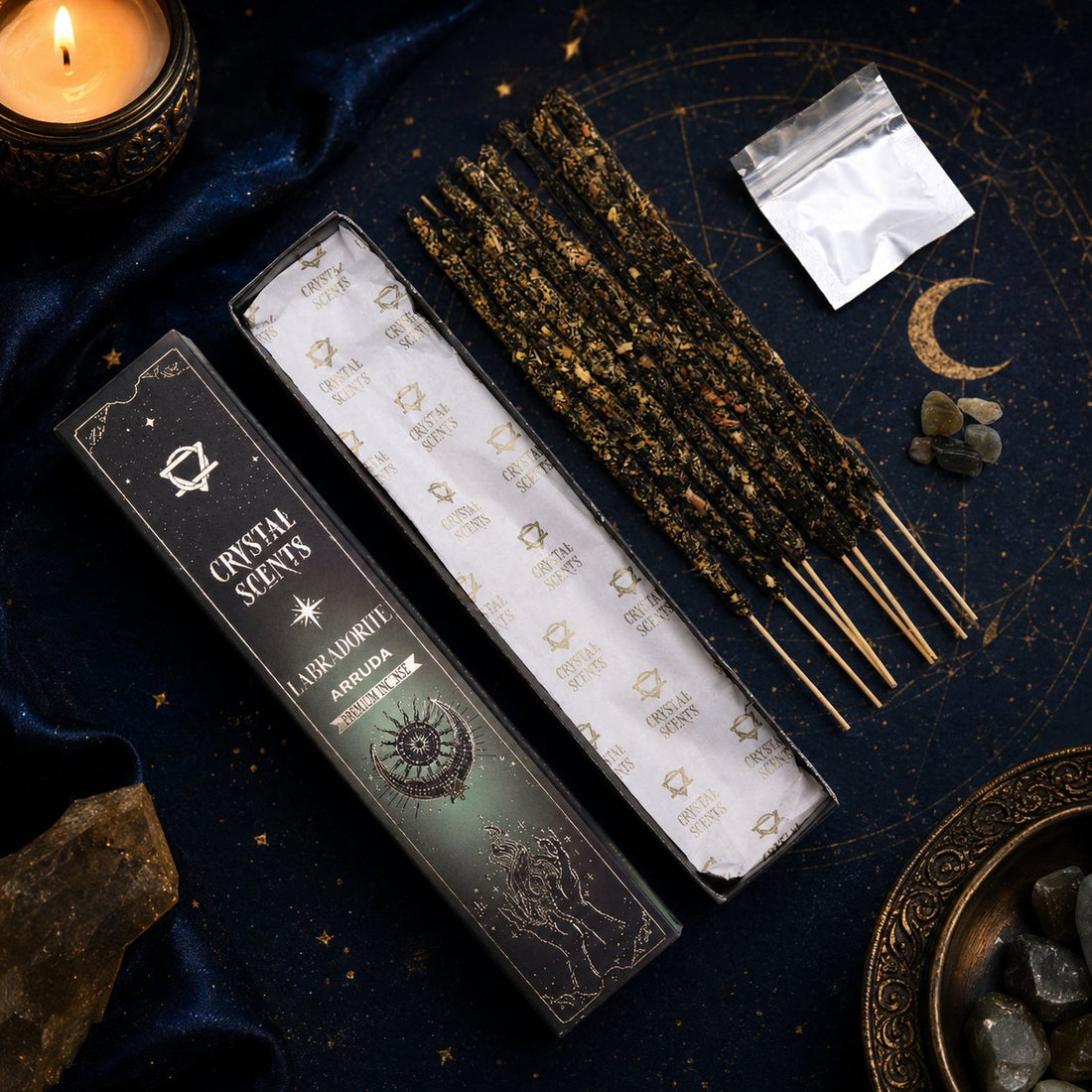 Encens Labradorite Arruda Brillanceleste pour rituel bien-être et purification