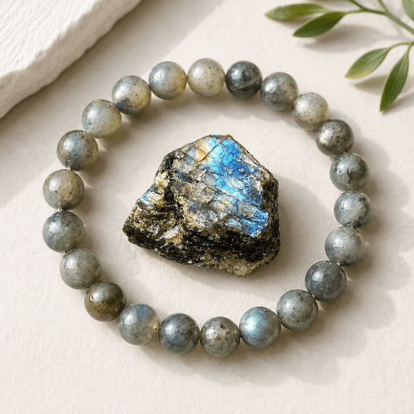 Bracelet en labradorite naturelle avec perles rondes
