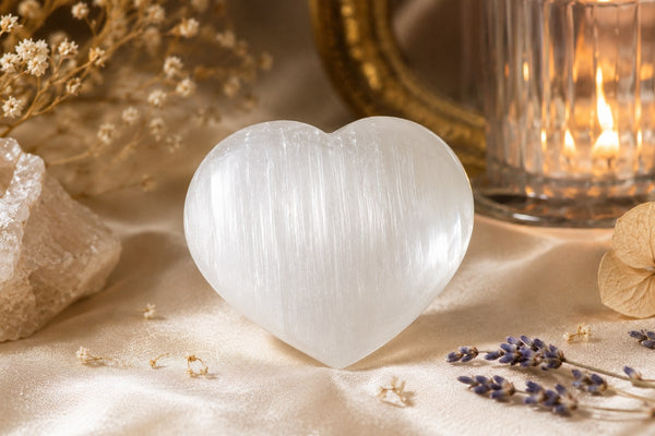 Cœur sélénite pour purification et douceur Brillanceleste