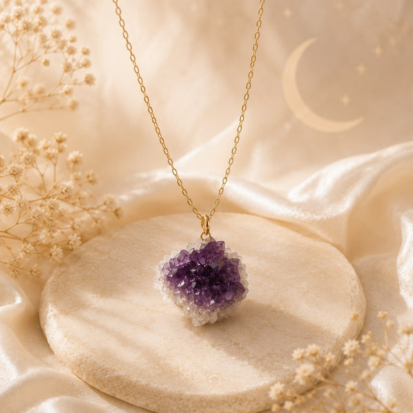 Collier brut améthyste avec pendentif en pierre naturelle Brillanceleste