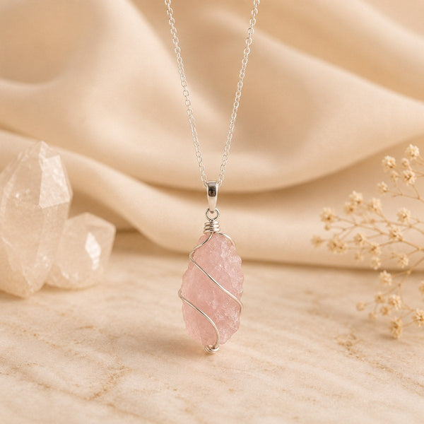Collier brut quartz rose Brillanceleste