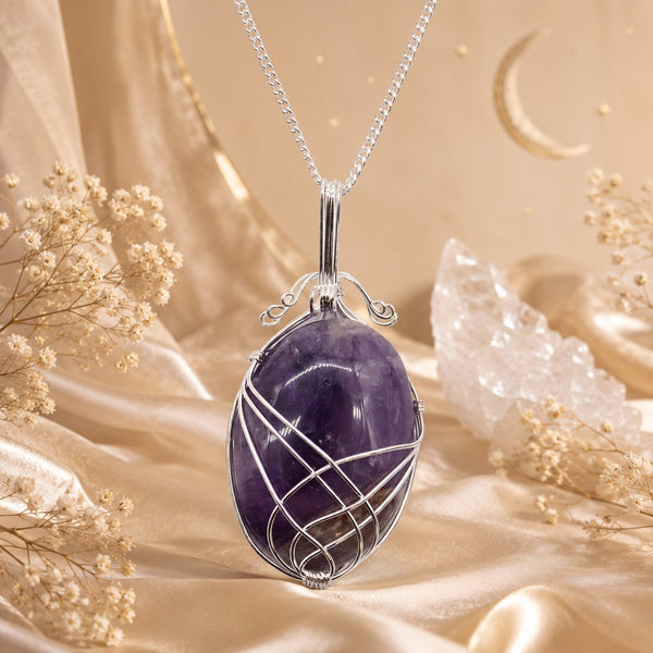 Collier Spirale Améthyste Brillanceleste - visuel crème lunaire