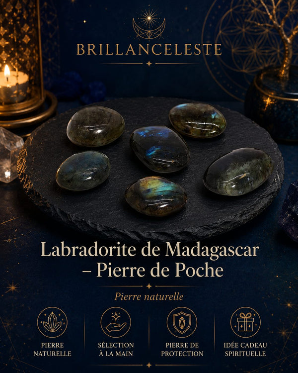 Labradorite de Madagascar pierre de poche naturelle Brillanceleste
