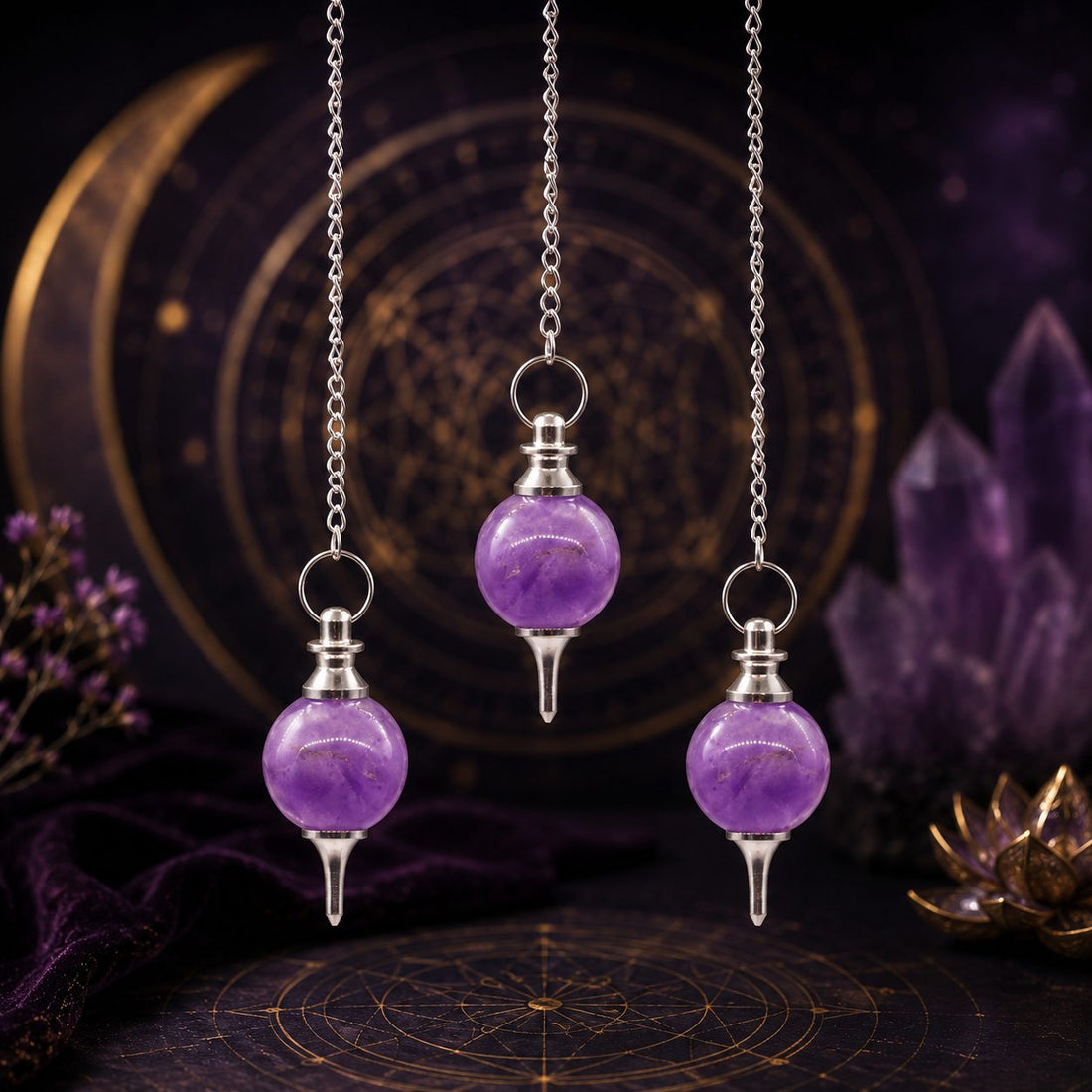 Pendule sphère en améthyste pour intuition et sérénité – Brillanceleste