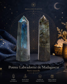 Pointe labradorite de Madagascar pierre naturelle Brillanceleste
